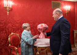 Russia’s PM Mikhail Mishustin meets with composer Alexandra Pakhmutova