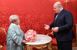 Russia’s PM Mikhail Mishustin meets with composer Alexandra Pakhmutova