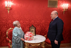 Russia’s PM Mikhail Mishustin meets with composer Alexandra Pakhmutova
