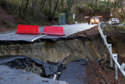 Landslide collapses road after heavy rains in Sochi