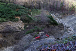 Landslide collapses road after heavy rains in Sochi