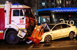 Multiple vehicle collision in Moscow