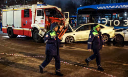 Multiple vehicle collision in Moscow