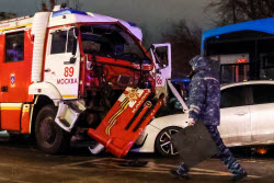 Multiple vehicle collision in Moscow