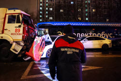 Multiple vehicle collision in Moscow