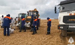 Oil spill clean-up in Russia's Krasnodar Region and Crimea