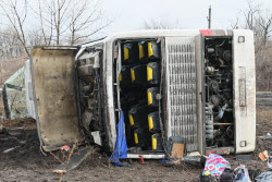Последствия ДТП с автобусом в ДНР