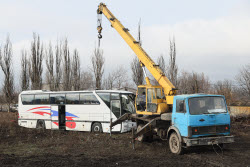 Последствия ДТП с автобусом в ДНР