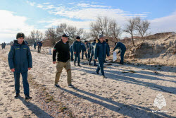 Oil spill cleanup in Zaporozhye Region