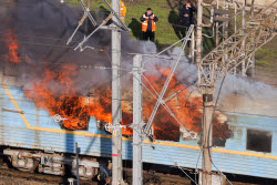 Горение поезда в Ростове-на-Дону