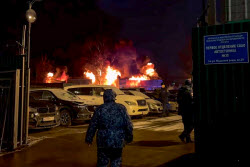 Warehouse fire in northeastern Moscow