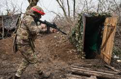 Russian assault units training in military operation zone