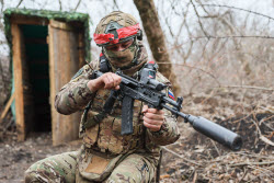 Russian assault units training in military operation zone