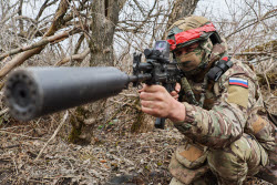 Russian assault units training in military operation zone