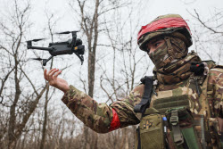 Russian assault units training in military operation zone
