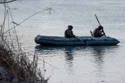 Russian servicemen build pontoon bridges in Kursk Region
