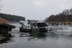 Russian servicemen build pontoon bridges in Kursk Region