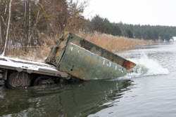 Russian servicemen build pontoon bridges in Kursk Region
