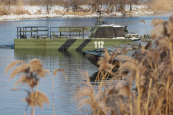 Russian servicemen build pontoon bridges in Kursk Region