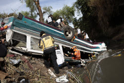 Several killed after a bus plunged off a highway bridge in Guatemala City