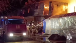 ВИДЕО. Пожар в пансионате в станице Благовещенская