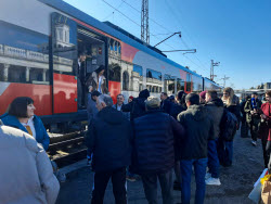 Прибытие нового скоростного электропоезда из Сириуса в Сухум