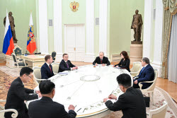 Russia's President Putin meets with Secretary of Central Committee of WPK Ri Hi Yong