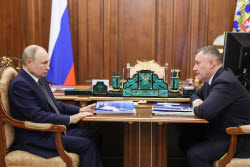 Russia's President Putin meets with Irkutsk Region Governor Kobzev