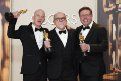 CORRECTS NAMES OF PEOPLE SHOWN - 97th Academy Awards - Press Room. CORRECTS NAMES OF PEOPLE SHOWN - 97th Academy Awards - Press Room