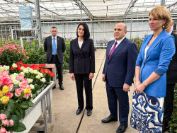 Russia's PM Mishustin at Podosinki greenhouse complex outside Moscow