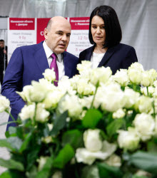 Russia's PM Mishustin at Podosinki greenhouse complex outside Moscow