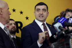 Utra-nationalist AUR party leader George Simion holds press conference