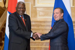 Russian Security Council Deputy Chairman Medvedev and President of Cuba's Council of State Hernandez meet in Moscow