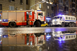 Обстановка на месте пожара на Павелецкой площади в Москве