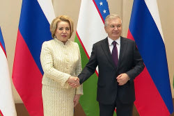Russian Federation Council Speaker Matviyenko and Uzbekistan President Mirziyoyev meet in Tashkent