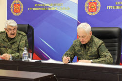 Инспектирование министром обороны РФ Белоусовым пункта группировки войск "Запад"
