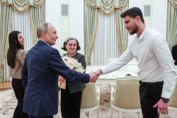 Russia's President Putin meets the Trufanov family