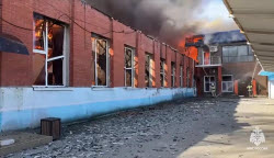 Warehouse fire in Miass, Russia