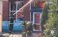 Warehouse fire in Miass, Russia