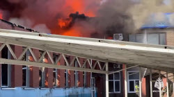 Warehouse fire in Miass, Russia
