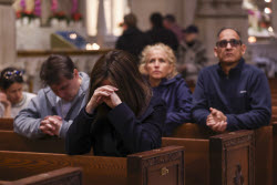 People visit St. Patrick's Cathedral to pay their respects to the late Pope Francis