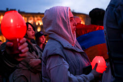 Torchlight procession ahead of Armenian Genocide Remembrance Day in Yerevan