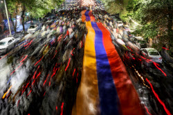 Torchlight procession ahead of Armenian Genocide Remembrance Day in Yerevan