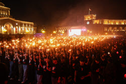 Torchlight procession ahead of Armenian Genocide Remembrance Day in Yerevan