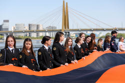 St George Ribbon patriotic campaign in Kazan, Russia