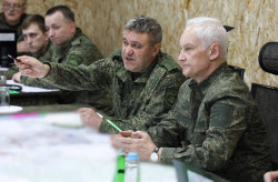 Инспектирование министром обороны РФ Белоусовым пункта группировки войск "Курск"