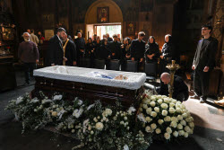 Burial service for sculptor Zurab Tsereteli in Tbilisi, Georgia