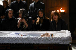 Burial service for sculptor Zurab Tsereteli in Tbilisi, Georgia