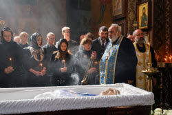 Burial service for sculptor Zurab Tsereteli in Tbilisi, Georgia