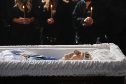 Burial service for sculptor Zurab Tsereteli in Tbilisi, Georgia